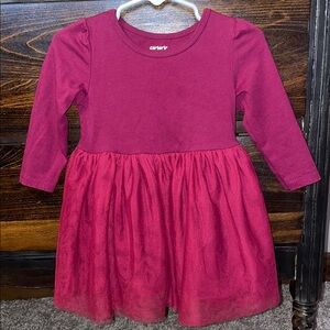 Carter's Maroon Long Sleeve Crew Neck Dress